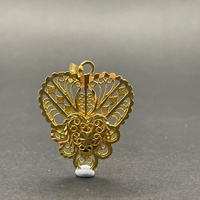 Ladies 21ct Yellow Gold Filigree Heart Pendant