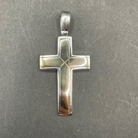 Mens 18ct Two Tone Gold Cross Pendant