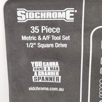 Sidchrome SCMT10184 35pc Metric AF 1/2 inch Drive Socket and Spanner Set