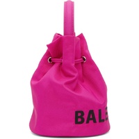 Balenciaga 619458 Pink Nylon 2 Way Bucket Bag Drawstring with Dust Bag