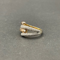 Ladies 9ct Two Tone Gold Diamond Ring