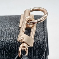 Guess Cathleen Flap Crossbody Bag Coal Faux Leather Gold Hardware