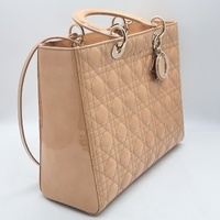 Christian Dior Lady Dior Large Nude Beige Patent Leather Cannage Handbag