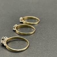 Ladies 9ct Yellow Gold 3 Set Diamond Rings
