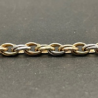 Large View Ladies 9ct Three Tone Gold Oval Belcher Link Bracelet