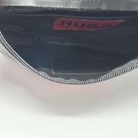 Hugo Mens Waist Belt Bag Black Matte Fabric with Red Logo