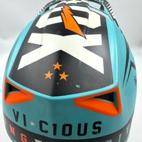 Large View Fox V2 Vicious Army MX Helmet Aqua Orange XL 61-62cm Fiberglass Shell