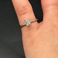 Ladies 18ct White Gold Emerald Cut Diamond Engagement Ring