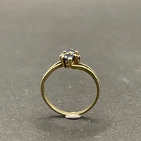 Ladies 9ct Yellow Gold Blue Gemstones and Diamonds Ring