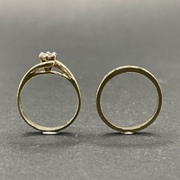 Ladies 9ct Yellow Gold Diamond Ring Set