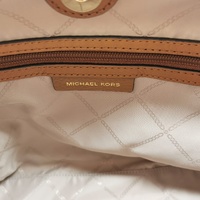 Michael Kors Vanilla Zip Pocket Handbag Signature Canvas Leather Trim