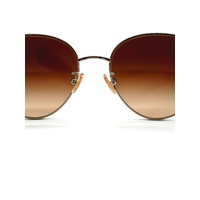 Large View Coach Sunglasses HC7114 L1148 900574 Light Gold Round with Brown Gradient Lenses