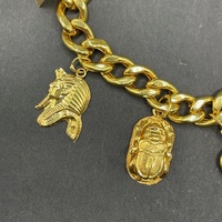 Ladies 22ct Yellow Gold Curb Link Charm Bracelet