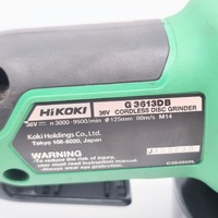 HiKOKI G3613DB 36V Cordless Brushless Disc Grinder 125mm Auto Mode Skin Only