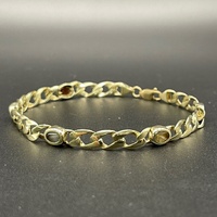Ladies 9ct Yellow Gold Curb Link Multi Stone Bracelet