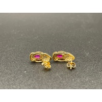 Ladies 9ct Yellow Gold Gemstone Stud Earrings
