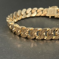 Mens 9ct Yellow Gold Diamond Cut Curb Link Bracelet