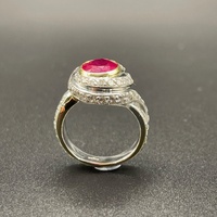 Ladies 18ct White Gold  Red Ruby and Diamonds Ring