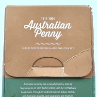 2021 $1 Copper Uncirculated 110th Anniversary Australian Penny Two Coin Set RAM