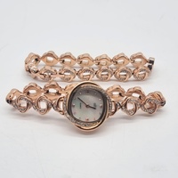 Elite 5089017 Rose Gold Crystal Watch and Bracelet Set Mother of Pearl Dial