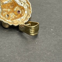 Mens 9ct Yellow Gold Red Gemstone Lion Head Pendant