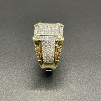Mens 9ct Yellow Gold Natural Diamond Cluster Ring