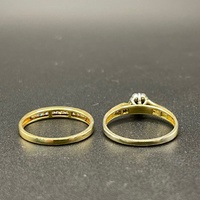 Ladies 18ct Yellow Gold 2 Ring Set Natural Diamond Rings