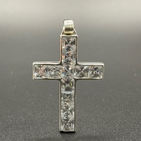 Ladies 925 Sterling Silver Cubic Zirconia Cross Pendant