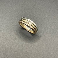 Ladies 9ct Three Tone Gold Natural Diamond Multi Row Ring
