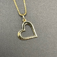 Ladies 18ct Yellow Gold Box Link Chain & Heart Pendant