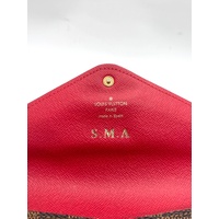 Louis Vuitton Sarah Wallet Damier Ebene Canvas Red Interior with Box