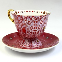 T2 Pink Moroccan Fine Bone China Tea Cup Set with Gold Accents