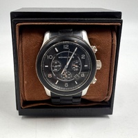 Michael Kors Runway MK8107 45mm Silver Black Mens Chronograph Watch