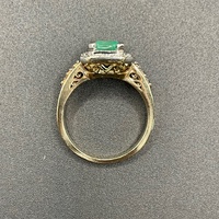 Unisex 9ct Yellow Gold Aqua Gemstone and Diamond Ring