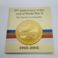 Australian Mint WWII 60th Anniversary End of War Coin 2005 Uncirculated