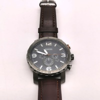 Fossil JR1419 Mens Chronograph Watch 50mm Grey Dial Brown Leather Band