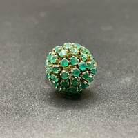 Ladies 10ct Yellow Gold Cluster of Green Gemstone Ring