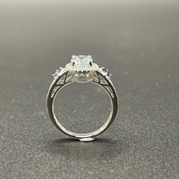Ladies 14ct White Gold Blue Gemstone & Diamond Ring