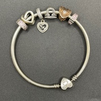 Ladies 925 Sterling Silver Round Pandora Charm Bangle
