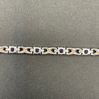 Ladies 925 Sterling Silver Fancy Link Purple Gemstone Bracelet