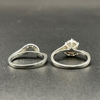 Ladies 925ct Sterling Silver CZ Bridal Ring Set