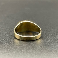 Mens 9ct Yellow Gold Diamond Signet Ring