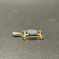Ladies 9ct Yellow Gold Blue Opal Stone Pendant