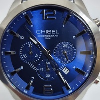 Chisel 5827031 Mens Chronograph Watch Blue Dial Black Leather 100m WR