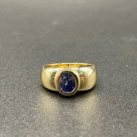 Ladies 14ct Yellow Gold Blue Gemstone Ring