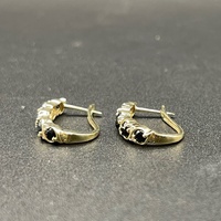 Ladies 9ct Yellow Gold Diamond & Sapphire Oval Hoop Earrings