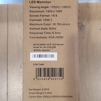 Mitsumaru 24 Inch LED Monitor 1080p 60Hz HDMI VGA 1000:1 FHD MI-V225-238