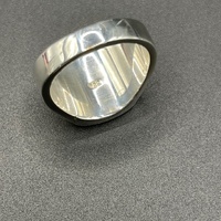Mens 925 Sterling Silver Black Stone Ring