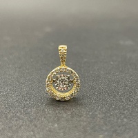 Ladies 10ct Yellow Gold Round Diamond Cluster Pendant