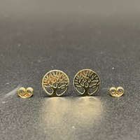 Ladies 9ct Yellow Gold Tree of Life Stud Earrings